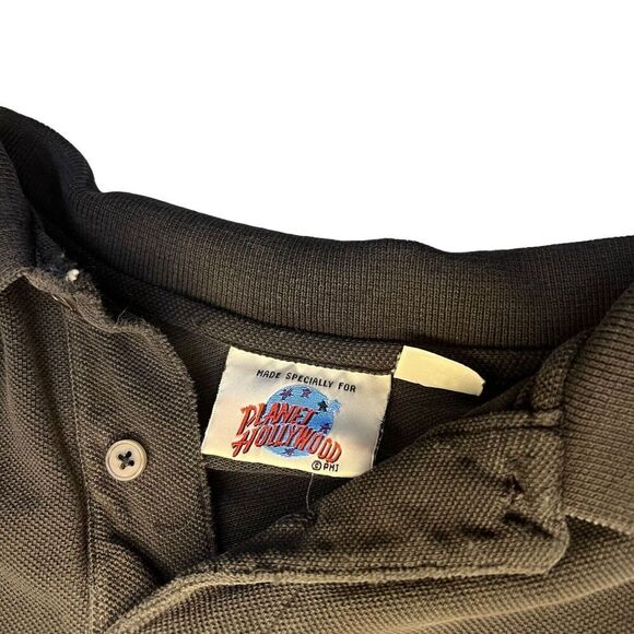 Vintage Planet Hollywood Aspen Polo Shirt Size Medium Black Embroidered Logo - Picture 3 of 8